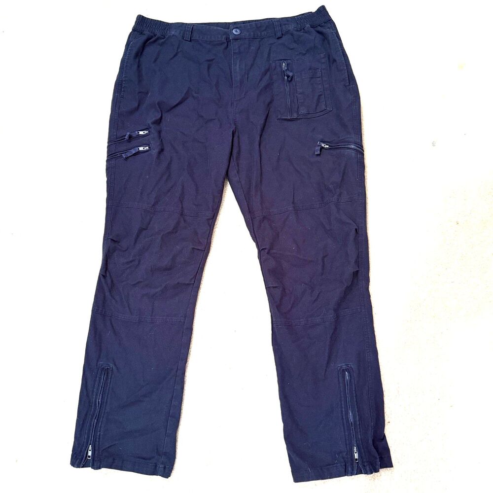 Men's Blue Tactical Pants Combat Cargo Military Casual Hiking 40x30 Zip Pockets